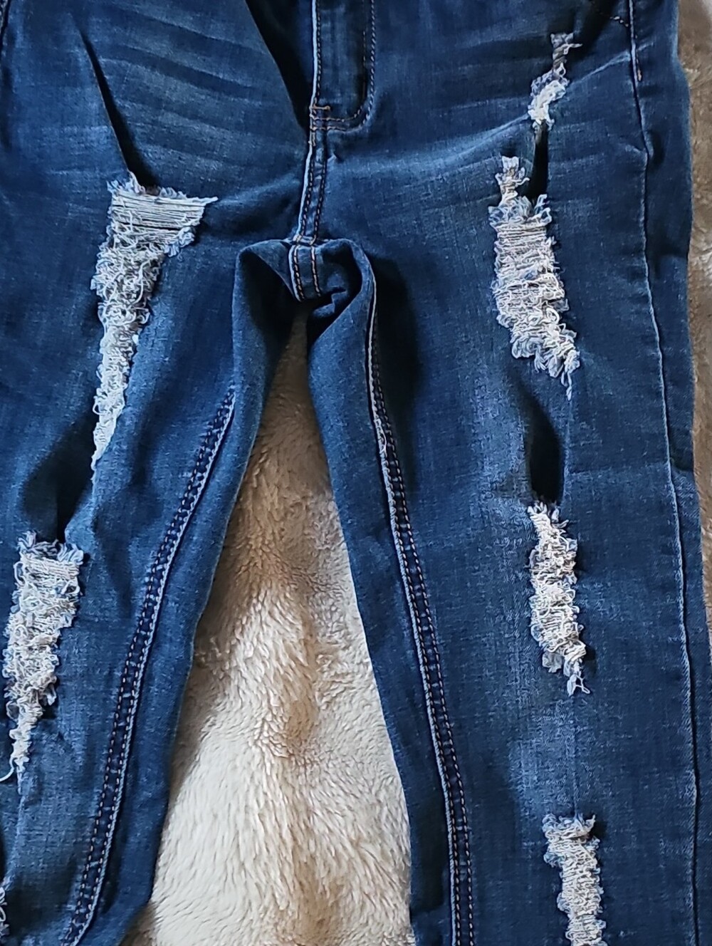 Dark Blue Distressed Skinny Jeans for Women